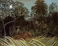 jungle avec Lion 1910 Henri Rousseau post impressionnisme Naive primitivisme